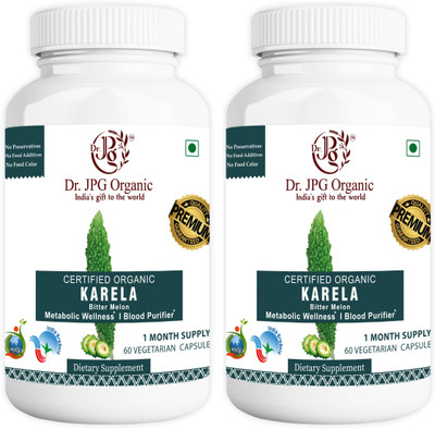 Dr. JPG Organic Karela Capsules For Diabetic & Sugar 120 Veg. Capsules(2 x 60 Capsules)
