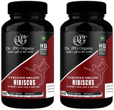 Dr. JPG Organic Hibiscus Capsules An Antioxidant For Hair Loss & Graying 120 Veg. Capsules(2 x 60 Capsules)