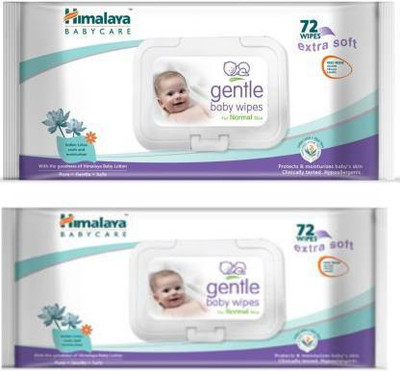 HIMALAYA entle baby wipes pack 0f 2 (72*2) 72 wipes in one pack offer pack(2 Wipes)
