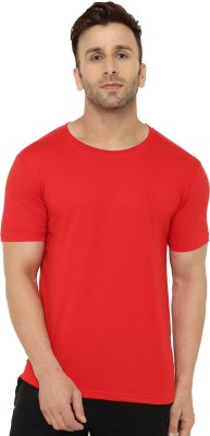 CHKOKKO Self Design Men Round Neck Maroon T-Shirt