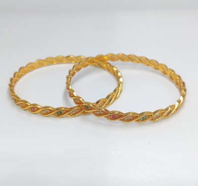 AK Brass, Metal Gold-plated Bangle Set(Pack of 2)