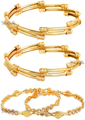 Divastri Alloy Gold-plated Bangle Set(Pack of 4)