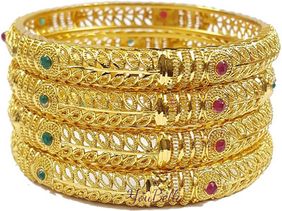 Divastri Alloy Gold-plated Bangle Set(Pack of 4)