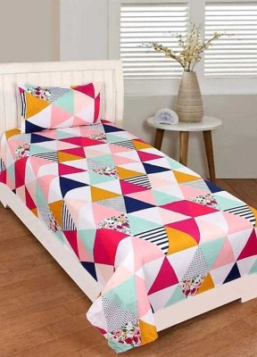 Bombay Heights 300 TC Polycotton Single Geometric Flat Bedsheet(Pack of 1, Multicolor)