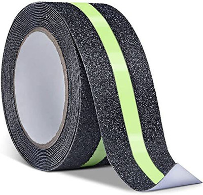 Bloriza Anti Slip Tape with Glow in The Dark, Non Skid Glow Safety Tape 10 mm x 5 m Black Reflective Tape(Pack of 1)