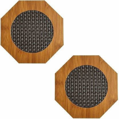 OANGO Hexagon Bamboo Coaster Set(Pack of 2)