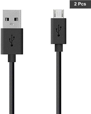 LA'FORTE Micro USB Cable 2 A 1 m Superior Long Lasting Black(Compatible with Mobile Charging, Data Transfer, Black, Pack of: 2)