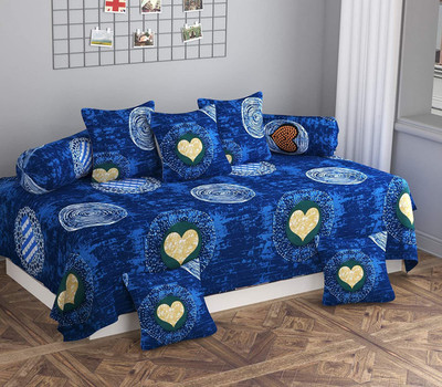 HOMYBEES Polycotton Abstract Diwan Set(Multicolor)