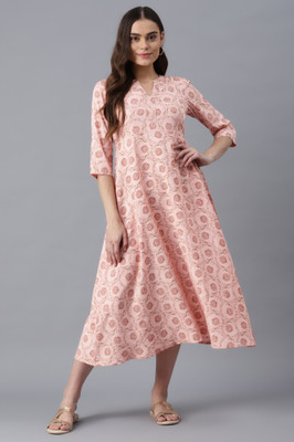 Aurelia Women A-line Pink Midi/Calf Length Dress