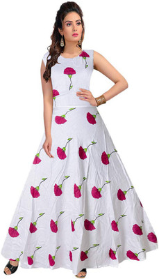Disha Gallery LIVE Flared/A-line Gown(White)