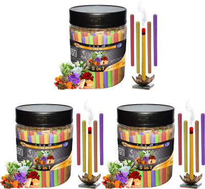 Shankh 5 in 1 (Multiple Fragrances) Dhoop Stick (Incense Stick) Pack of 600 gram (200 + 200 + 200) Fragrances Rose, Mogra, Panchvati, Lavender, Pineapple(600 g, Set of 3)