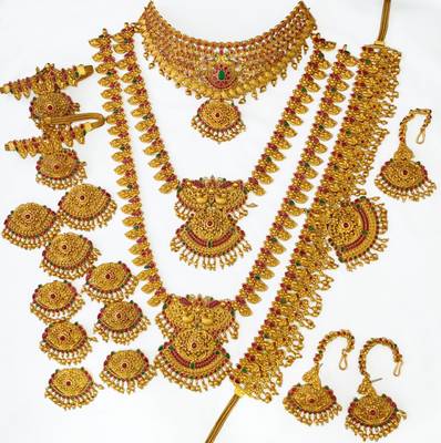JANVI Alloy Gold-plated Multicolor Jewellery Set