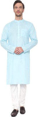 Latest Chikan Men Solid Straight Kurta(Light Blue)