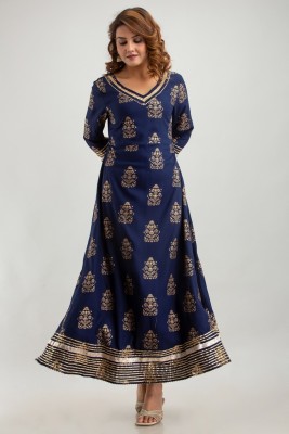 NIDHI CREATION Women Printed Anarkali Kurta(Blue)