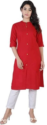 J B FASHIONS Women Solid Straight Kurta(Red)