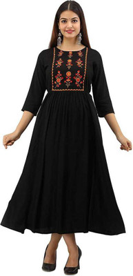 85% OFF on MANVIK FASHION Women Embroidered Flared Kurta(Black) 85% OFF on MANVIK FASHION Women Embroidered Flared Kurta(Black)