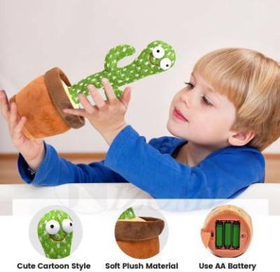 Toyvala Dancing Cactus Plush Toys Sing,Dance and Record Electronic Toy-1637(Green, Brown)