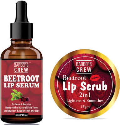 Barbers Crew Beetroot Lip Serum(30ml) & Lip Scrub(15gm) Combo Pack of 2- Beetroot(Pack of: 2, 45 g)