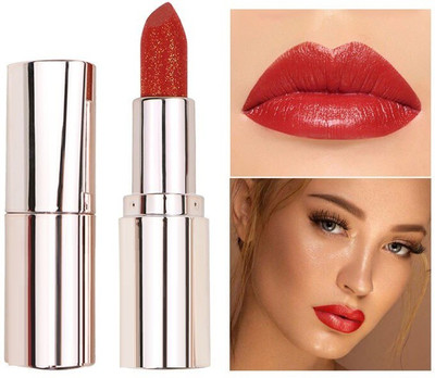Latixmat GOLDEN DUST SHIMMERY SHINY MULTI PURPOSE GLITTER DIAMOND COOL RED LIPSTICK(COOL RED, 3.8 g)