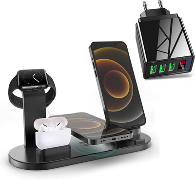 MARS INTERNATIONAL INC Charging Pad Accessory Combo for Apple iPhone 12/11/11 Pro Max / X / XR / XS / 8 , Airpods Pro and iWatch(Black)