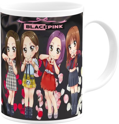 PrintingZone Blackpink Signature Black Pinks Gift for Kids Boys Girls HD Printed Microwave Safe White Ceramic Coffee (350 ml)(b) Ceramic Coffee Mug(350 ml)