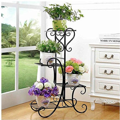 Casa Trading 4 Tier Plant Stands for Indoors and Outdoors Black Magic Plant Container Set(Metal)