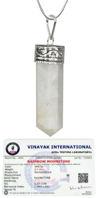 REIKI CRYSTAL PRODUCTS Natural Certified Rainbow Moonstone Pencil Pendnat Crystal Pendant Moonstone Stone