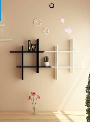 ONLINECRAFTS wooden wall shelf Wooden Wall Shelf(Number of Shelves - 12, Black, White)