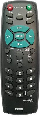 Akshita 3-in-1 RC003 RC004 RC007 BP90 TV Compatible For CRT TV Universal Remote Control BPL Remote Controller(Black)
