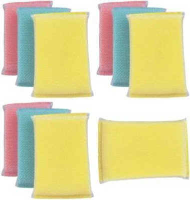 Sharum Crafts REUSABLE HIGH QUALITY FREE SIZE MULTIPURPOSE CLEANING KITCHEN SCRUBBER Scrub Pad (Regular, Pack of 10) Scrub Sponge(Medium, Pack of 10)