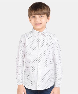 NautiNati Boys Printed Casual White Shirt