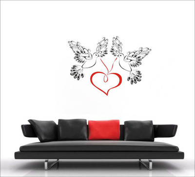 Vijaya enterprises 91 cm Couple birds hart sticker size(91x85 cm) Self Adhesive Sticker(Pack of 1)