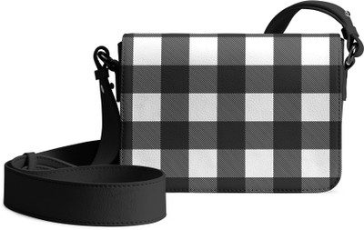 DailyObjects Multicolor Sling Bag Charcoal Gingham Sol Box Shoulder Crossbody Bag