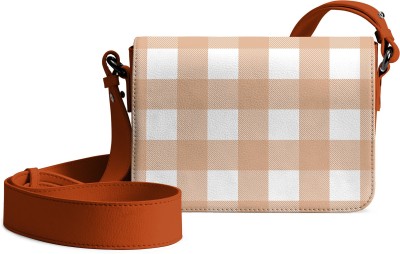 DailyObjects Multicolor Sling Bag Rusty Pumpkin Gingham Sol Box Shoulder Crossbody Bag