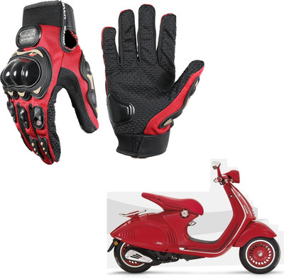 KOZDIKO Pro Biker Gloves Red For Vespa Red 125 Riding Gloves(Black)