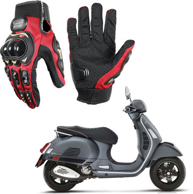 KOZDIKO Pro Biker Gloves Red For Vespa GTS 300 Riding Gloves(Black)