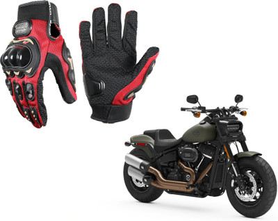 KOZDIKO PRO BIKER GLOVES RED FOR HARLEY DAVIDSON FAT BOB 114 Riding Gloves(Black)