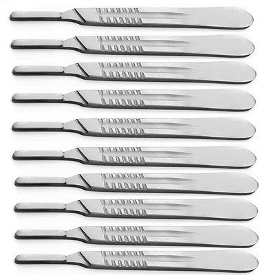 ARINEO Scalpel/Surgical Blade Handle (BP HANDLE) Made of Stainless Steel Without Blade (4 NO. BP HANDLE SET OF 10) Surgical Scalpel(Pack of 10)