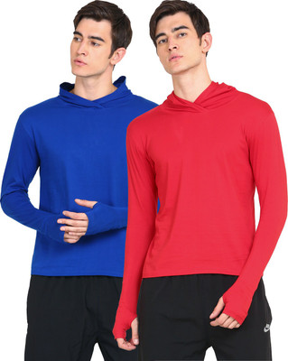 Ap'pulse Solid Men Hooded Neck Multicolor T-Shirt