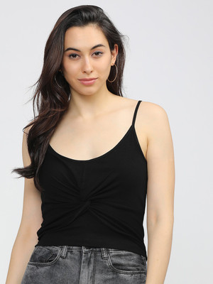 Tokyo Talkies Casual Solid Women Black Top
