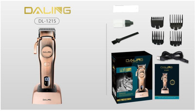 DALING DL-1215 PROFESSIONAL HAIR CLIPPER DIGITAL RECHAGEABLE CORD/CORDLESS WITH TURBO SPEED Trimmer 60 min  Runtime 5 Length Settings(Brown)