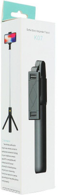 Gabbar ™selfie stick with tripod and remote control bluetooth white K07 Tripod(Black, Supports Up to 300 g)