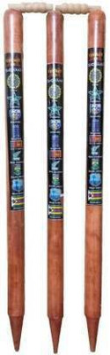 Hyper Cricket Wicket Stump Set with,3 WICKET,2 BAILS (Brown)(Multicolor)