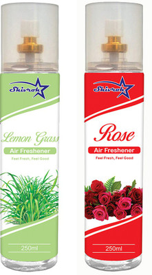 SHIVROH STAR Citrus, Rose Spray LEMON GRASS & ROSE Air Freshener, Room Freshener, Car Freshener 250ml Spray SVRS-LMGRROSE-250ML Each - Pack of 2(2 x 250 ml)