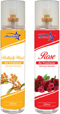 SHIVROH STAR Breeze, Rose Spray BUTTERFLY WEED & ROSE Air Freshener, Room Freshener, Car Freshener 250ml Spray SVRS-BFWDROSE-250ML Each - Pack of 2(2 x 250 ml)