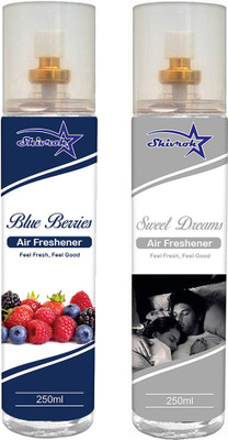 SHIVROH STAR Berry, Oriental Spray BLUE BERRIES & SWEET DREAMS Air Freshener, Room Freshener, Car Freshener 250ml Spray SVRS-BLBRSWDR-250ML Each - Pack of 2(2 x 250 ml)