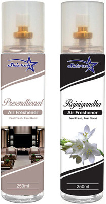 SHIVROH STAR Eucalyptus, Rajnigandha Spray PRESENDTIONAL & RAJNIGANDHA Air Freshener, Room Freshener, Car Freshener 250ml Spray SVRS-PRDLRAGH-250ML Each - Pack of 2(2 x 250 ml)