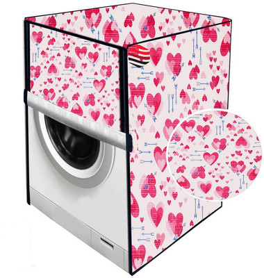Delideal Front Loading Washing Machine  Cover(Width: 61 cm, White, Red)