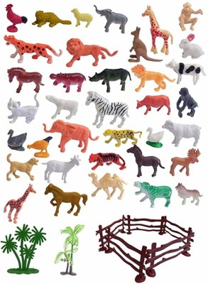 littlewish 20PCS Animal toy 2 In 1 (Wild 12 Pcs Animals Set For Kids(Multicolor)