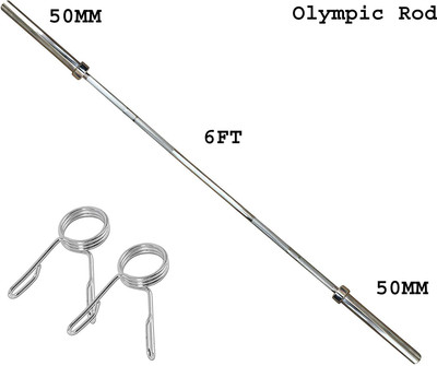 YMD 6 Feet Straight Olympic Barbell Rod 50mm Outer Dia Weight Lifting Bar